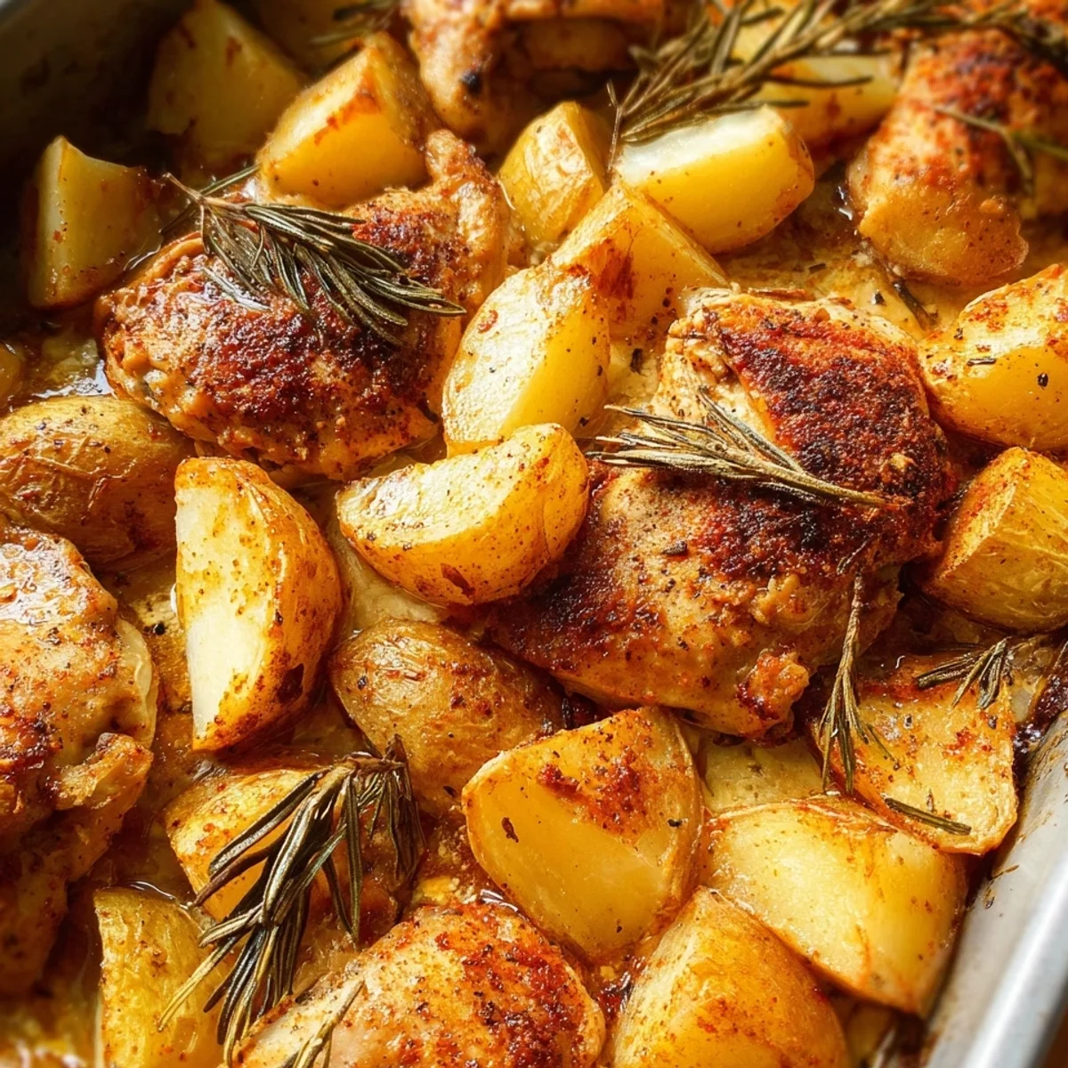 Easy Sheet Pan Baked Chicken & Potatoes Dinner