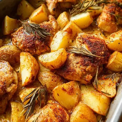 Easy Sheet Pan Baked Chicken & Potatoes Dinner