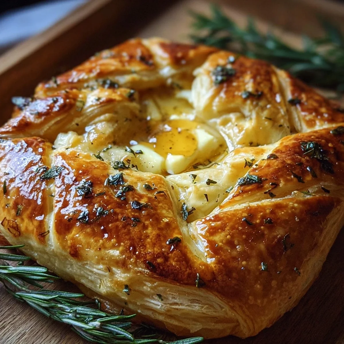 Golden Cheese-Stuffed Puff Pastry with Rosemary & Honey