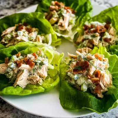 Healthy Chicken Turkey Ham Ranch Lettuce Wraps