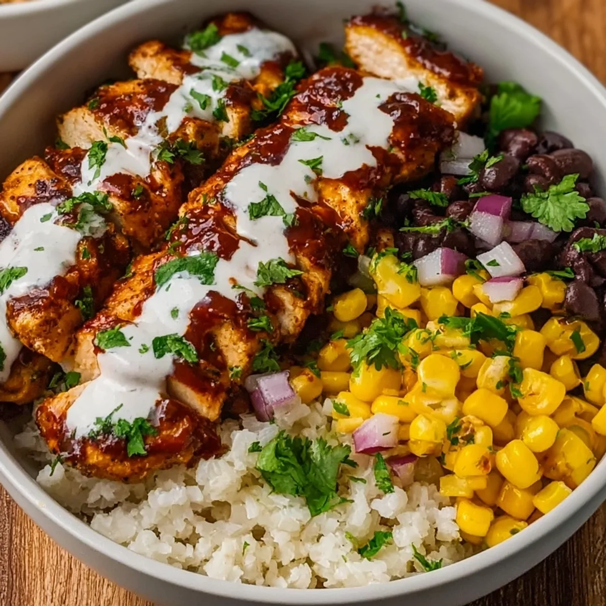 High Protein BBQ Ranch Chicken Bowl for Meal Prep