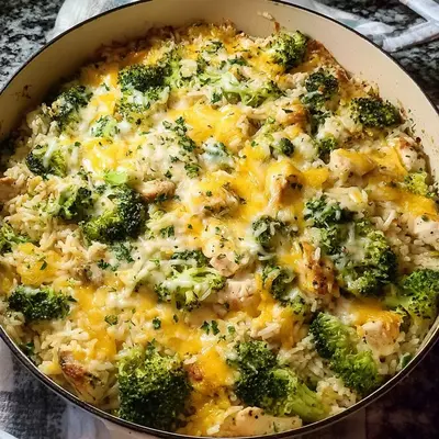 High-Protein Chicken Broccoli Rice Casserole