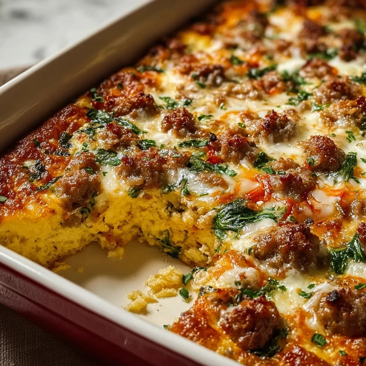 High Protein Cottage Cheese Turkey Sausage Casserole