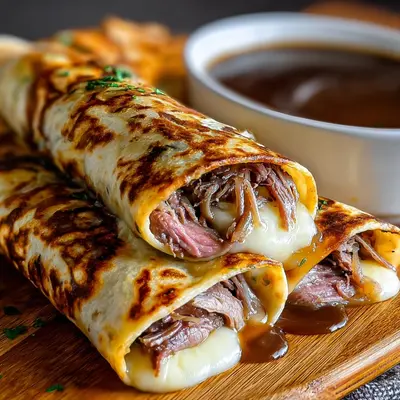 High-Protein French Dip Tortilla Roll Ups