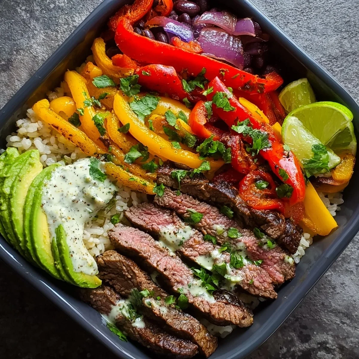 High Protein Steak Fajita Bowl: Easy Meal Prep