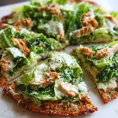 Keto Chicken Crust Caesar Salad Pizza | High Protein