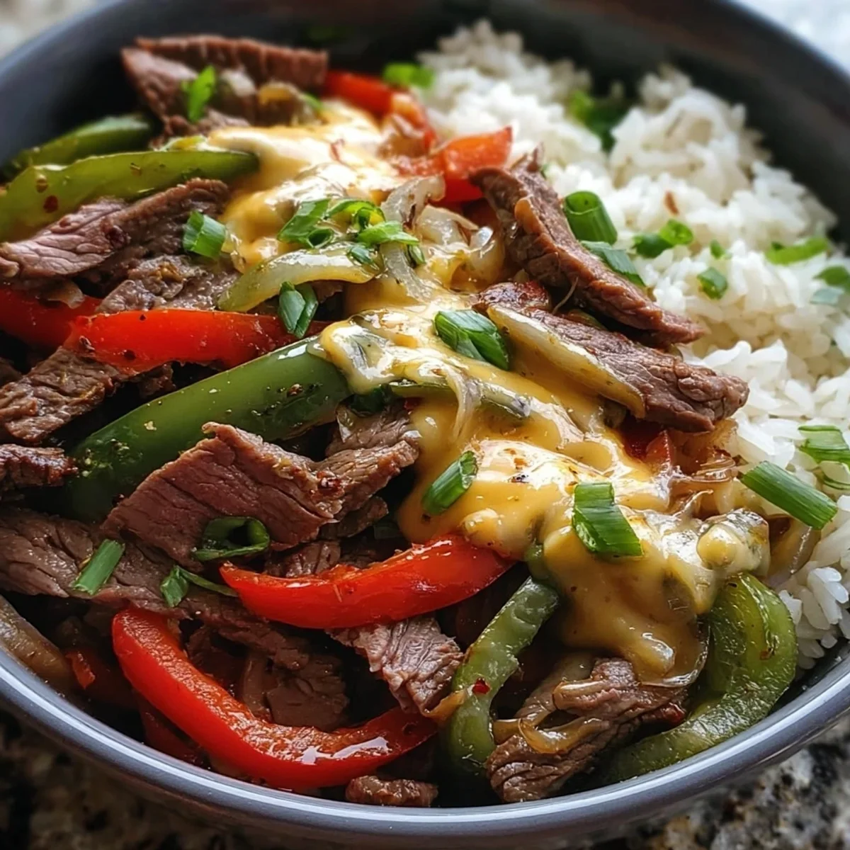Philly Cheesesteak Rice Bowls: Savory High Protein Meal