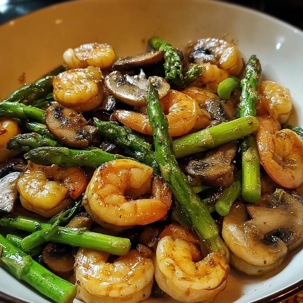 Quick Shrimp & Asparagus Stir-Fry with Mushrooms