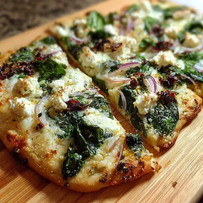 Quick Spinach Feta Flatbread Pizza Recipe
