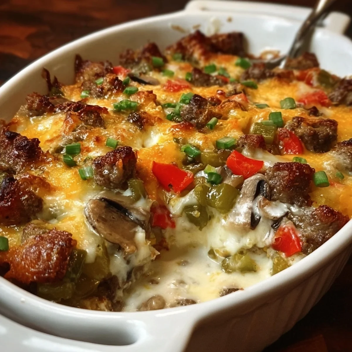 Savory Low Carb Philly Cheesesteak Casserole