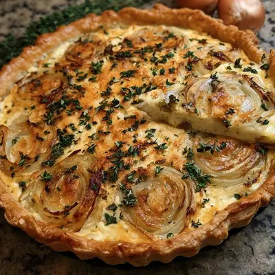Savory Onion & Herb Tart with Creamy Cheese Filling