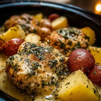 Slow Cooker Garlic Parmesan Chicken & Potatoes