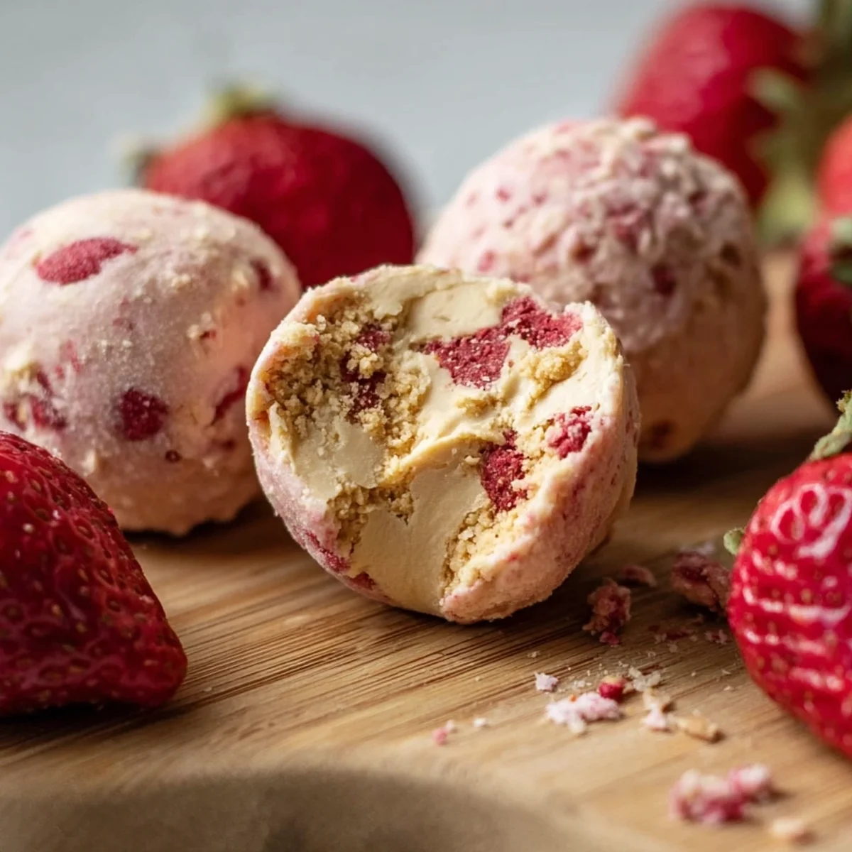 Strawberry Cheesecake Protein Balls (No-Bake)