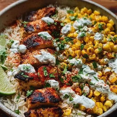 Street Corn Chicken Rice Bowl: High Protein Meal Prep