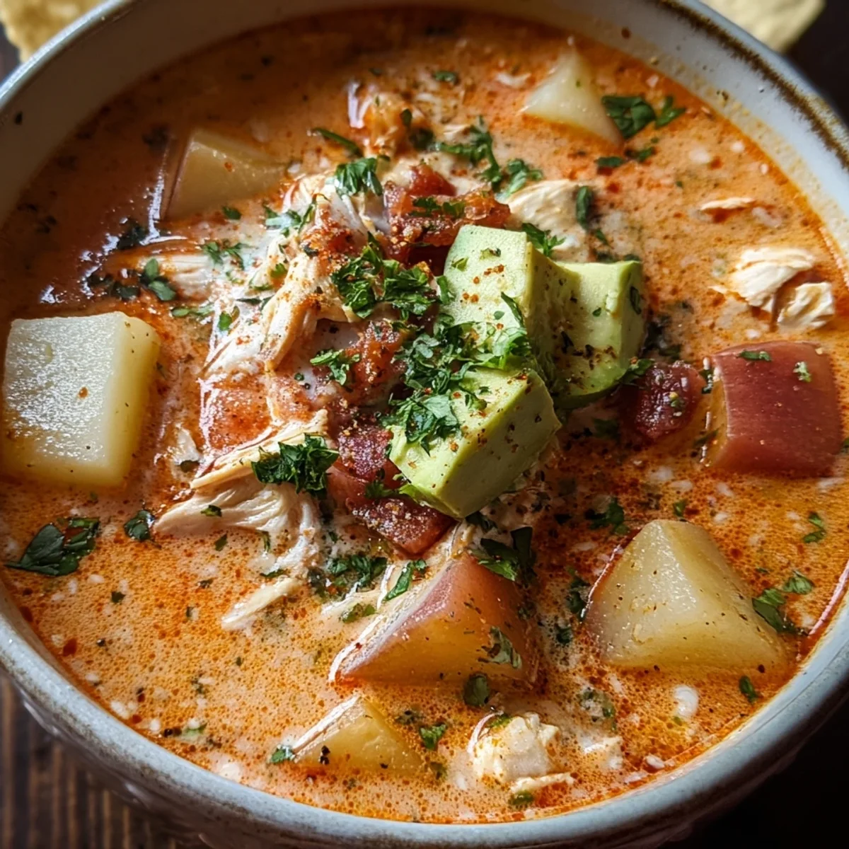 Tex-Mex Creamy Chicken Potato Salsa Soup