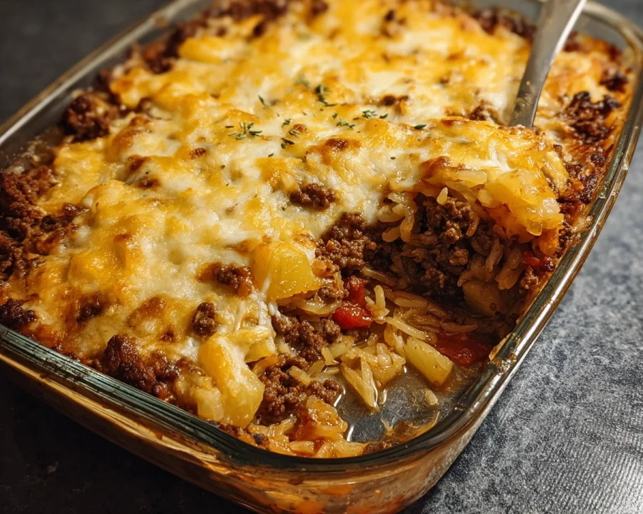 Baked Sauerkraut Casserole with Beef & Pineapple