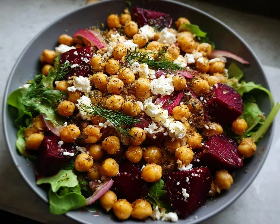 Chickpea Beet Feta Salad: High Protein Meal Prep