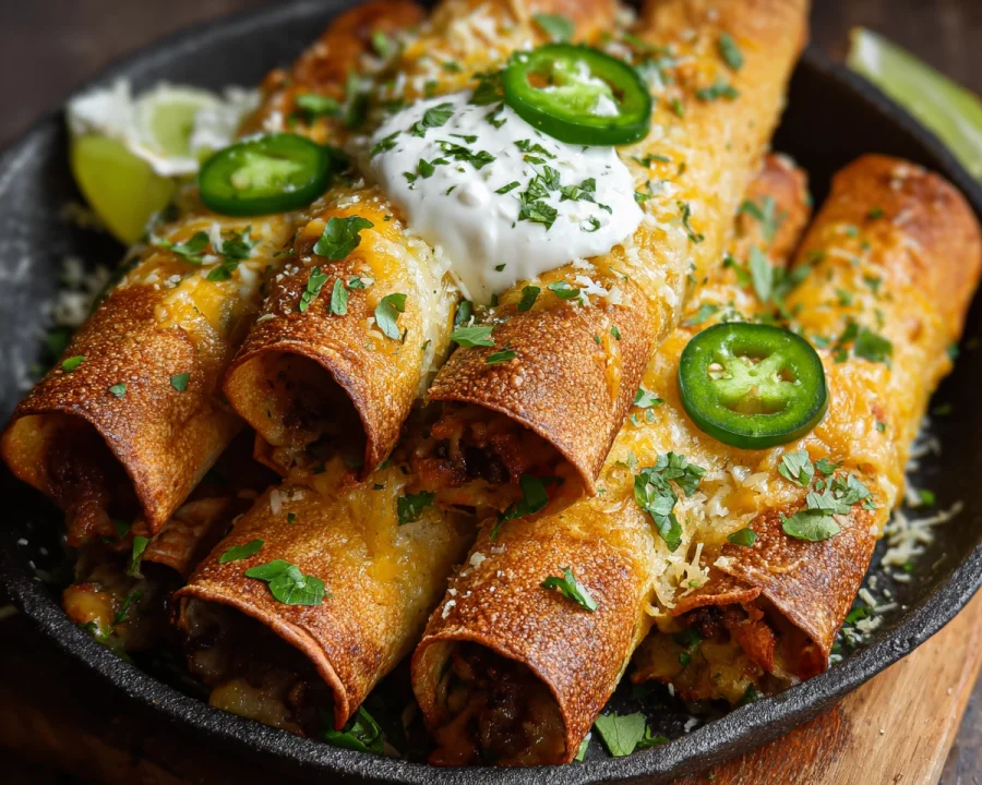 Crispy Baked Cheese & Pepper Taquitos with Crema