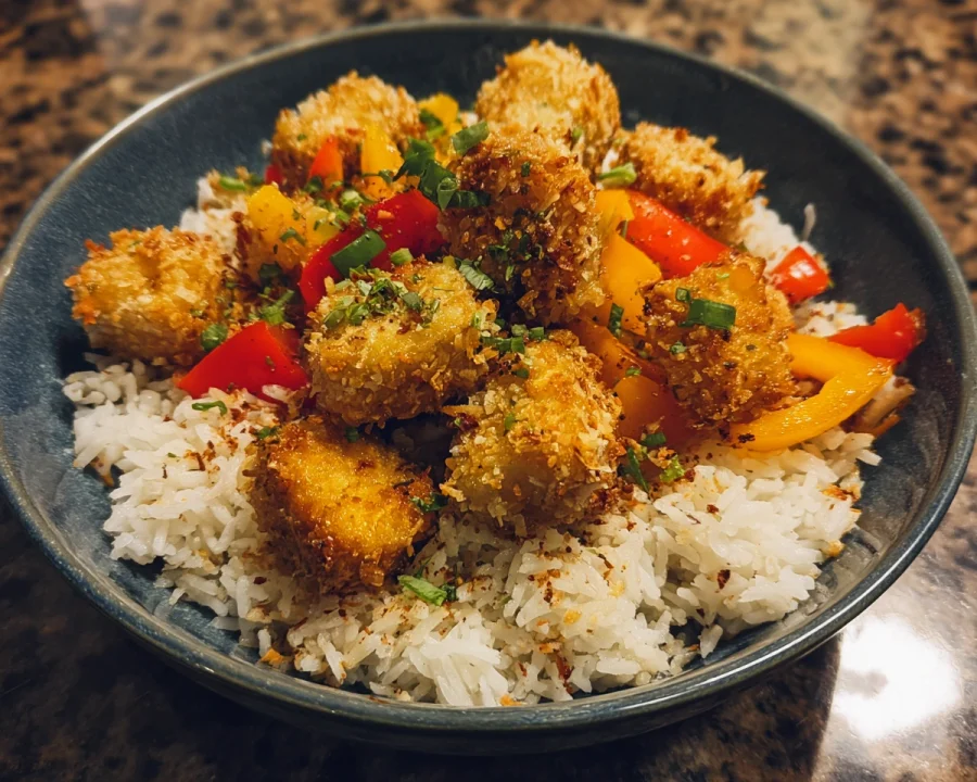 Crispy Coconut Crusted Tofu Bowl