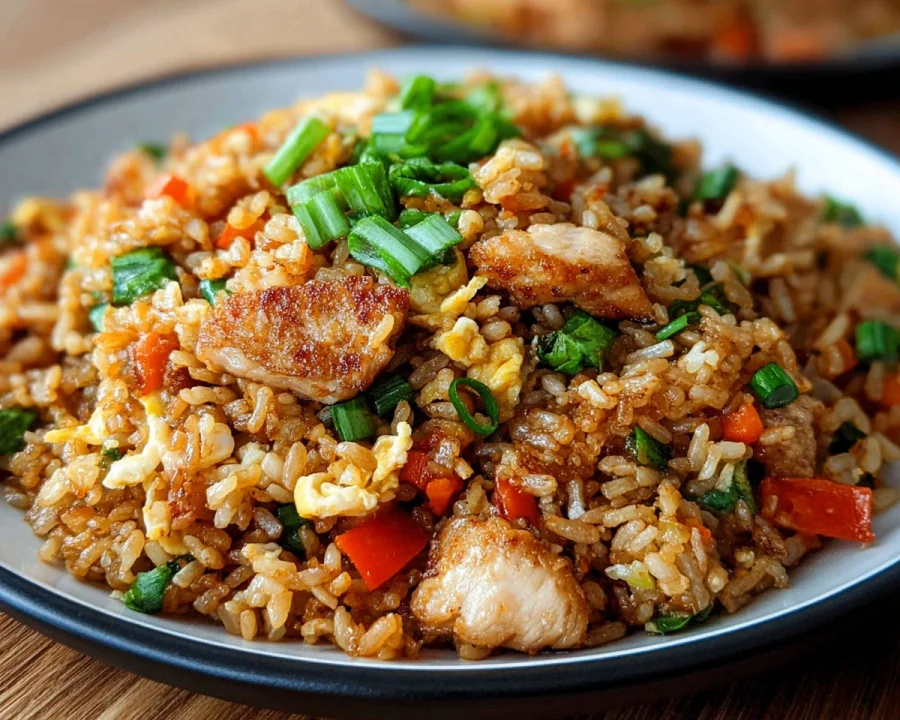 Crispy Garlic Chicken Fried Rice: High Protein Meal