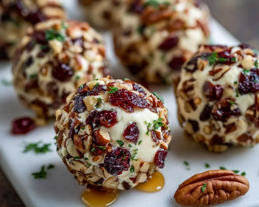 Easy Festive Cranberry Pecan Cheese Truffles