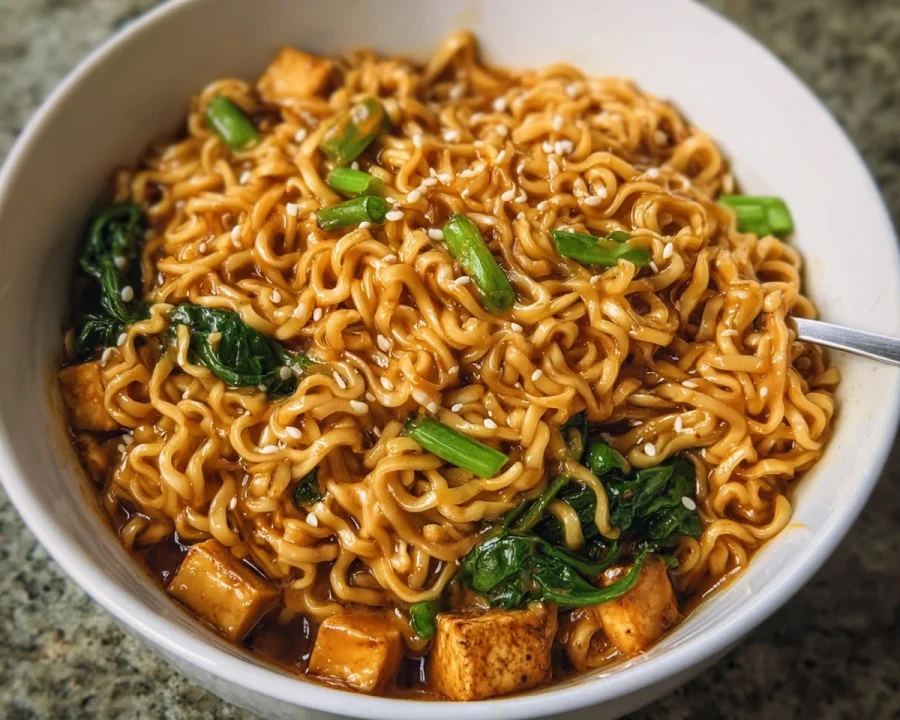 Easy High Protein Vegan Saucy Ramen Noodles