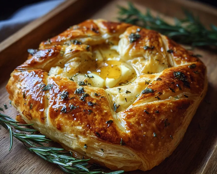 Golden Cheese-Stuffed Puff Pastry with Rosemary & Honey