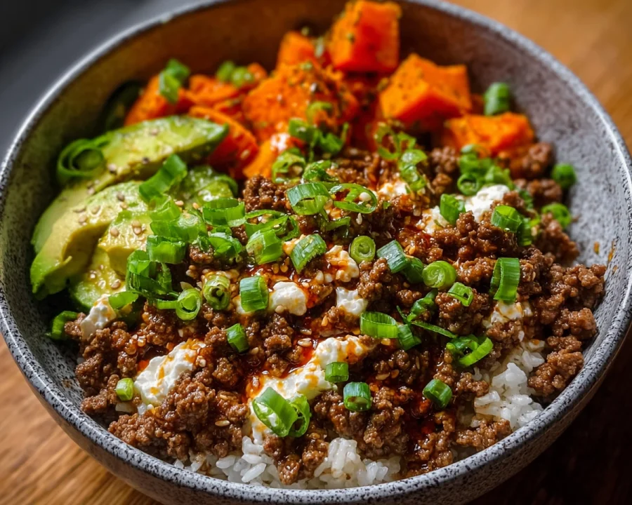 Ground Beef Hot Honey Bowl: High Protein Dinner Recipe