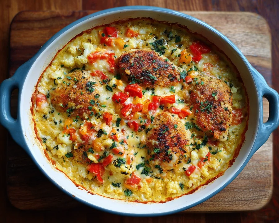 Healthy Chicken Cauliflower Rice Casserole