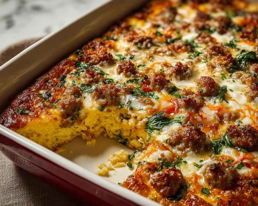 High Protein Cottage Cheese Turkey Sausage Casserole