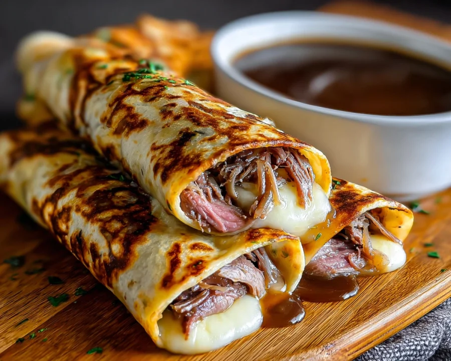High-Protein French Dip Tortilla Roll Ups