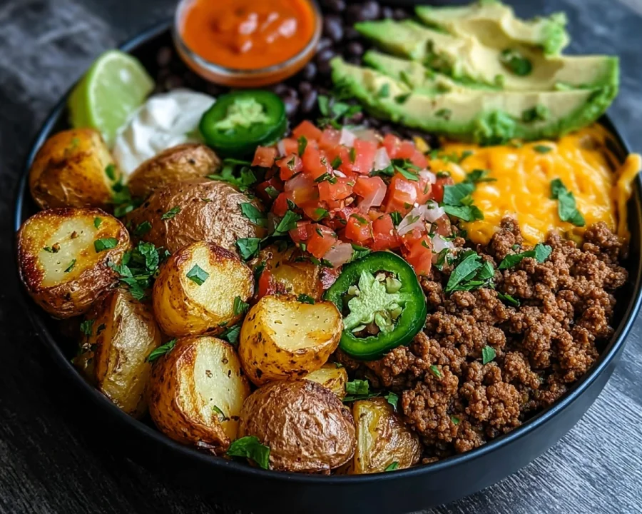 High-Protein Loaded Potato Taco Bowl Meal Prep