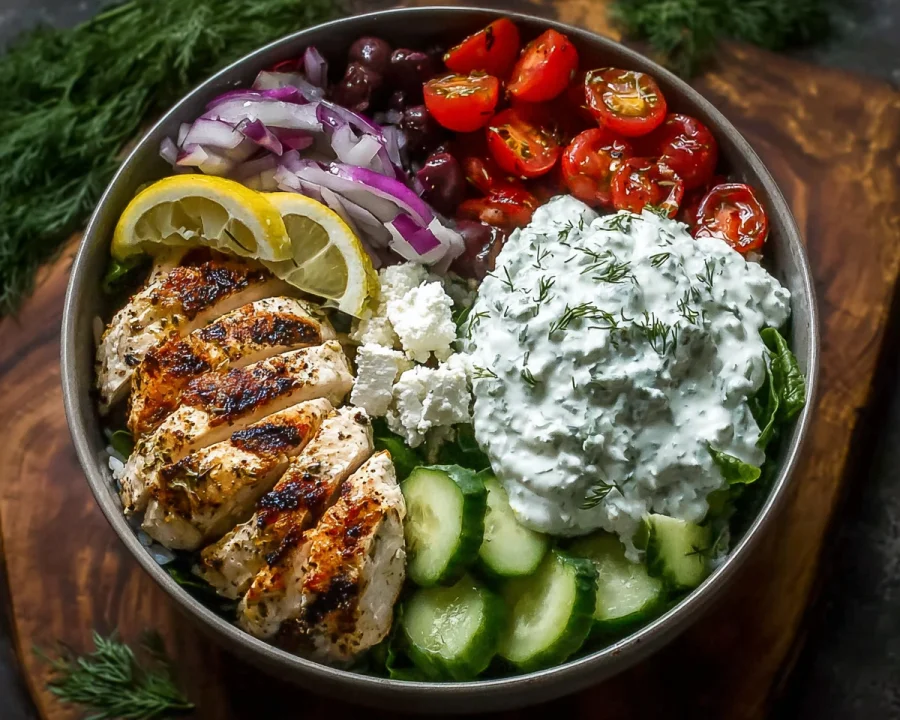 High Protein Mediterranean Chicken Tzatziki Bowls