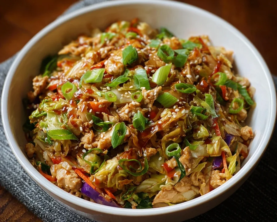 Quick Chicken Egg Roll Bowls with Cabbage