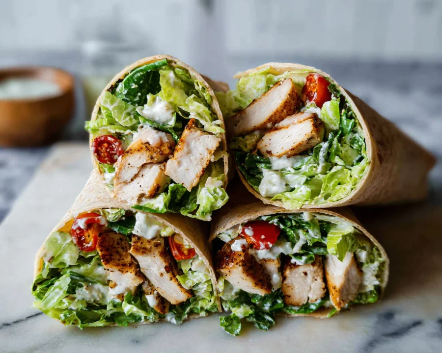 Quick High Protein Chicken Caesar Wraps
