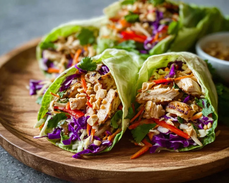 Spicy Thai Chicken Wraps with Asian Slaw