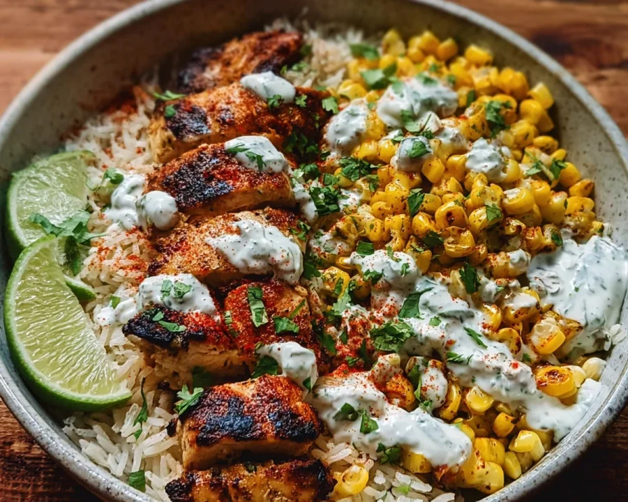Street Corn Chicken Rice Bowl: High Protein Meal Prep