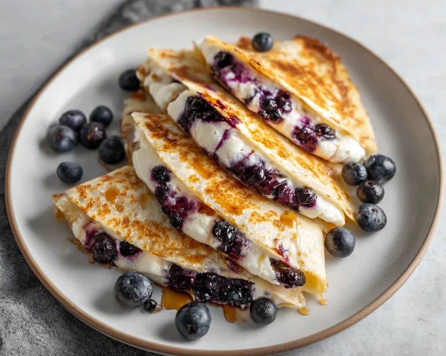 Sweet Blueberry Breakfast Quesadilla in 10 Mins