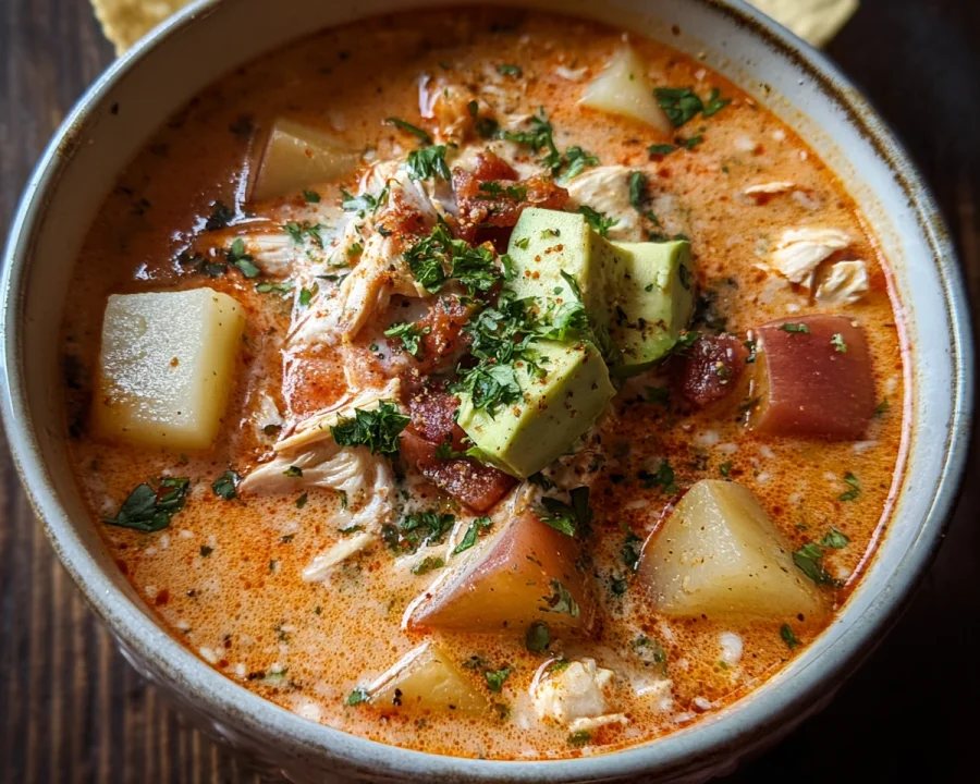 Tex-Mex Creamy Chicken Potato Salsa Soup