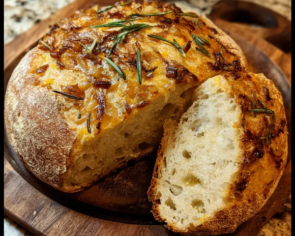 Artisan Caramelized Onion Cheddar Rosemary Sourdough
