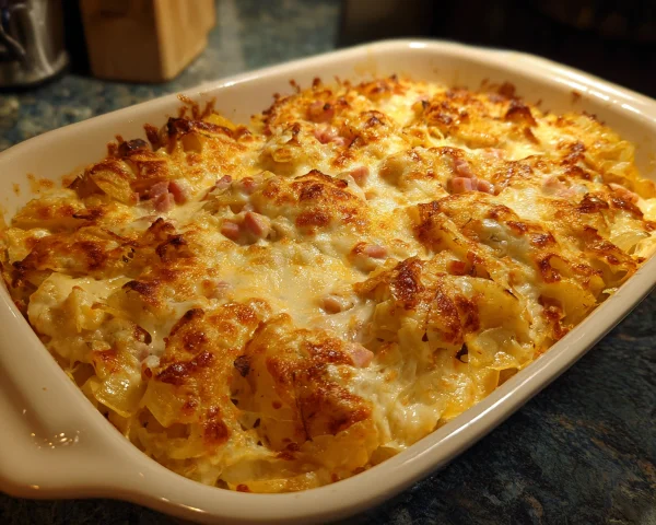 Creamy Cabbage Casserole with Turkey Ham