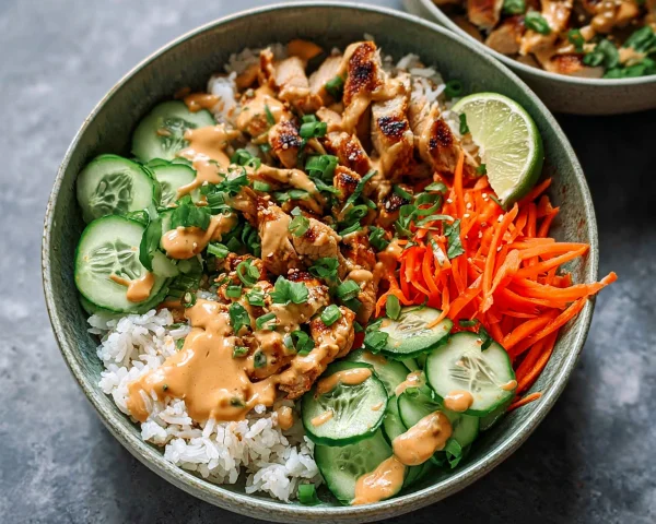 Creamy Thai Peanut Chicken Buddha Bowl for Meal Prep