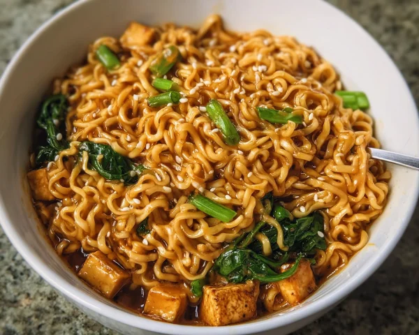 Easy High Protein Vegan Saucy Ramen Noodles