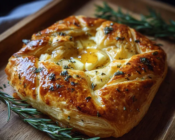 Golden Cheese-Stuffed Puff Pastry with Rosemary & Honey