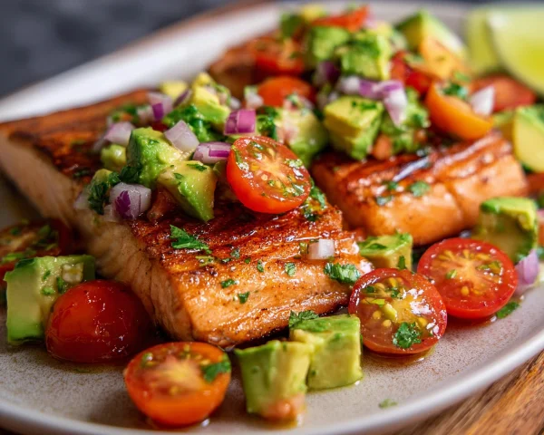 Grilled Salmon with Avocado Salsa: Low-Carb Delight