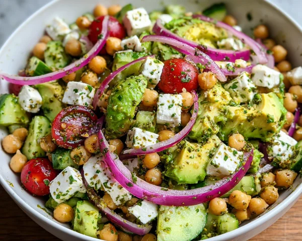 Healthy Chickpea Feta Avocado Salad: Quick & Fresh