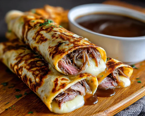High-Protein French Dip Tortilla Roll Ups