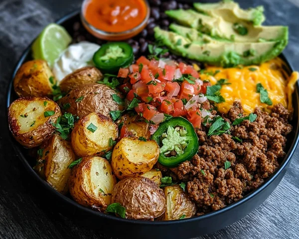 High-Protein Loaded Potato Taco Bowl Meal Prep
