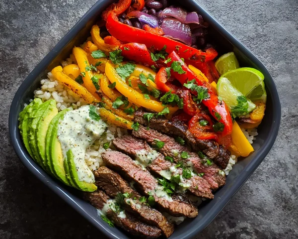 High Protein Steak Fajita Bowl: Easy Meal Prep