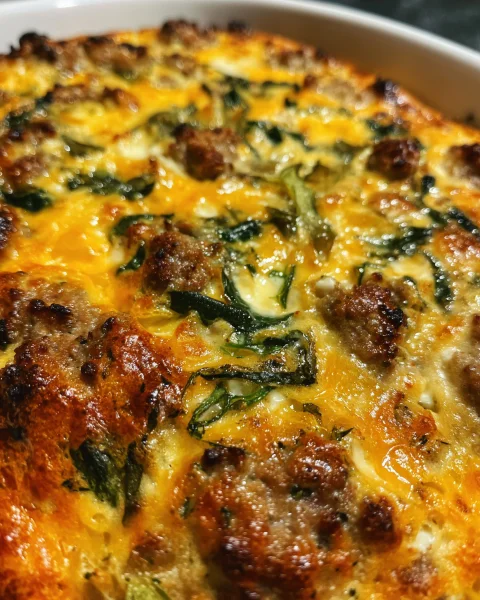 Low Carb Keto Breakfast Casserole with Turkey Sausage